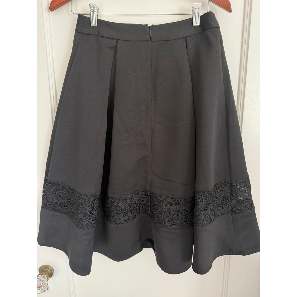 Express Skirt Women 6 Black A-Line Pleated Lace Inset Cocktail Party Evening
